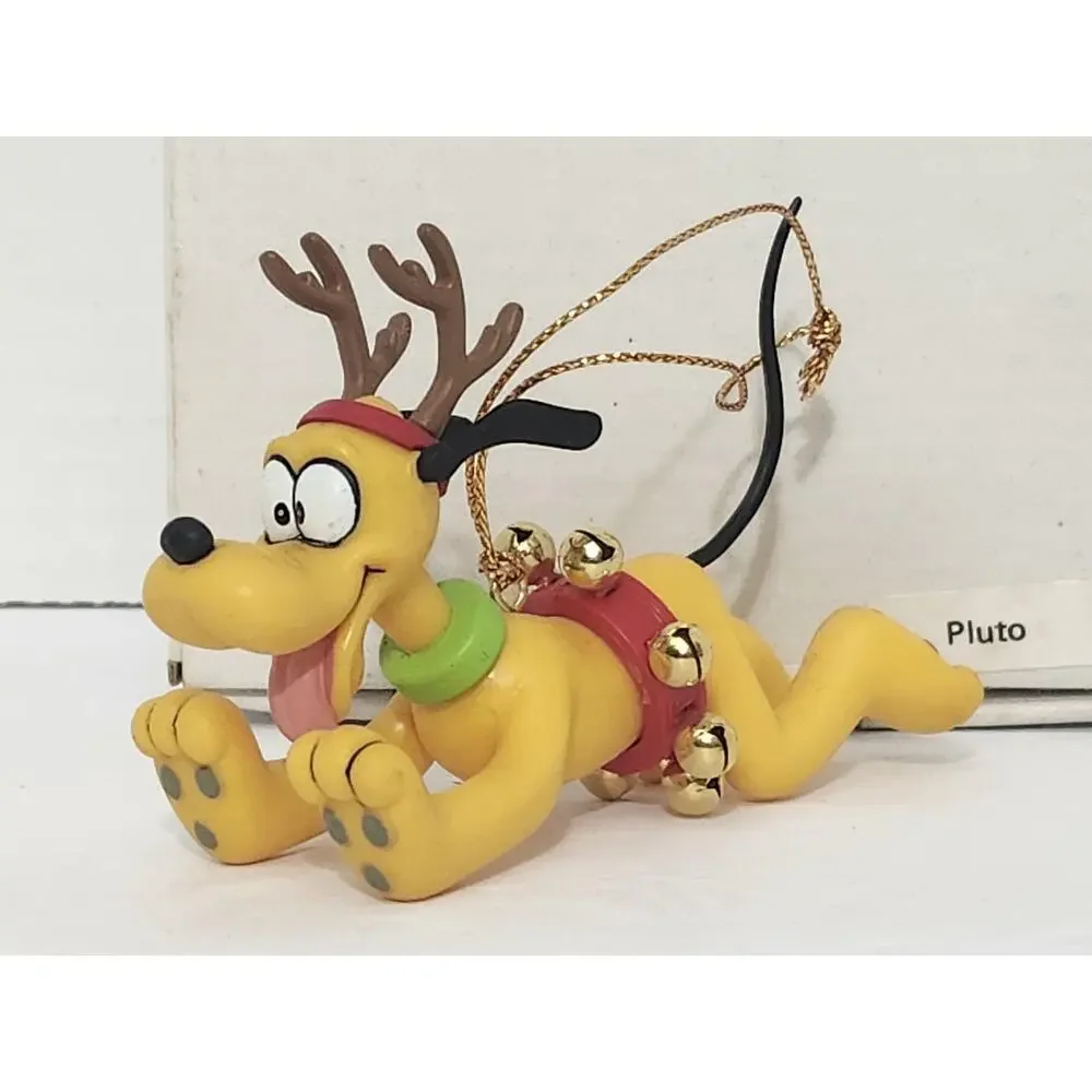 Vintage Disney Pluto Reindeer Christmas Ornament Boxed Holiday Dog Figurine
